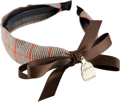 

Sarah Ribbon Bow Charm Hair Band(Brown)