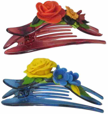 

Advanc Hotline Porcelain clay work fancy banana clip (Combo of 2) Hair Clip(Multicolor)