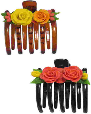 

Advanc Hotline Porcelain clay work fancy banana clip (Combo of 2) Hair Clip(Multicolor)