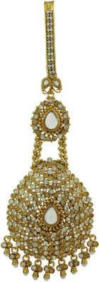 

Orniza Pear Shaped Chequered Polki Juda In Champagne Color With Golden Polish Hair Pin(Beige)