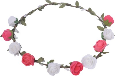 

Sanjog Pink And White Flower Tiara Crown For Wedding Party Beach For Women Girls Head Band(Pink, White)