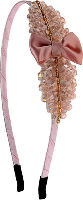 

The Ethnic Wears Metal Alloy, Silk Covered, Beeds, Crystal & CZ Stones, etc. Hair Band(Pink)