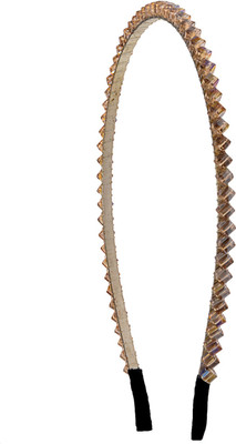 

The Ethnic Wears Metal Alloy, Silk Covered, Beeds, Crystal & CZ Stones, etc. Hair Band(Gold)