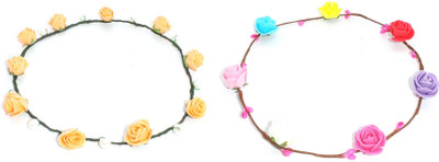 

FashBlush Chic Flower Pearl Multicolor Combo Tiaras Head Band(Multicolor)