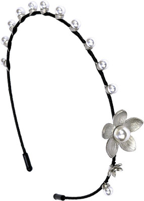 

Sagunya Floral Pearl Hair Band(Silver, Black)