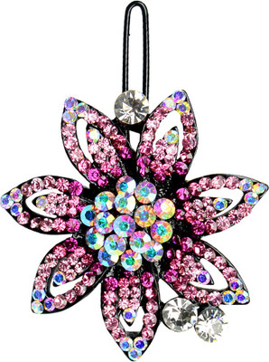 

Glitters Online Pink Colour American Diamond Hair Clip(Pink)