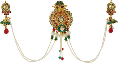 

Vama Fashions Gold Plated Traditional 3 Side Hair Pin(Multicolor)