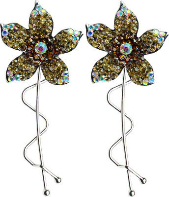 

Glitters Online Golden Colour American Diamond Hair Pin(Gold)