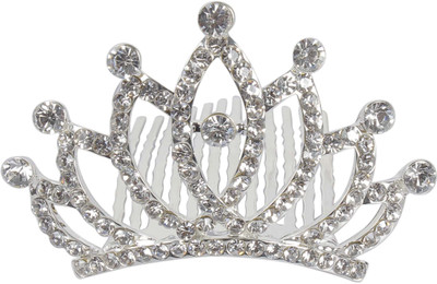 

Muchmore Charming Hair Crown/Tiara For Kids & Women Hair Accessories Hair Clip(White, Silver)