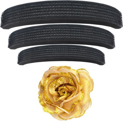 

Majik Combo Of Gold Rose With Puff Hair Accessory Set(Gold)
