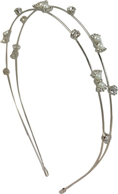 

Ammvi Creations GermanBowtie Pearl and CZ Sleek Twin for Women Hair Band(Silver)