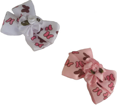 

Viva Fashions Tic Tac Bow Hair Clip(White, Pink)
