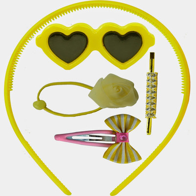 Angel Glitter Yellow Hearts Combo Hair Accessory Set(Yellow)