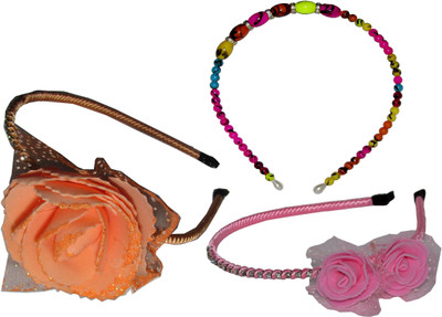 

Juhi Multi Color Pearl with Pink & Orange Floral Hair Accessory Set(Multicolor)