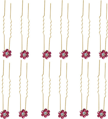 

Chooz Designer Studio Rose pink (Pack Of 12) Hair Clip, Bun Clip, Back Pin, Hair Accessory Set, Hair Pin(Pink)