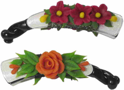 

Advanc Hotline Porcelain clay work fancy banana clip (Combo of 2) Hair Clip(Multicolor)