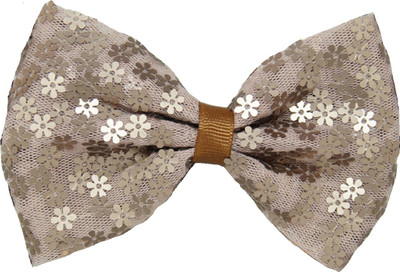 

Angel Closet Bow with Glitter flowers Hair Clip(Brown)
