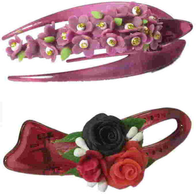 

Advanc Hotline Porcelain clay work fancy hair claw (Combo of 2) Hair Clip(Multicolor)