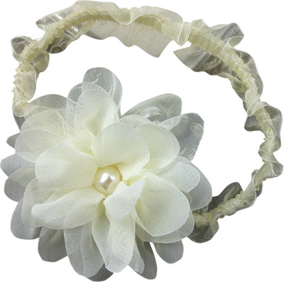 

AkinosKIDS Chiffon Pearl Flower Soft Lace Head Band(Beige)