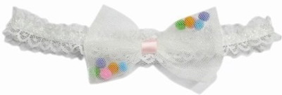 

Pink & Blue India Colorful Beaded Netted Hair Bow Head Band(White)