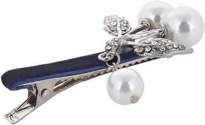 

Fayon Funky Fashion White Pearl And Leaf Blue Hair Pin(Blue)