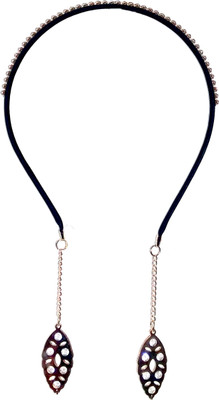

A+B Studded Black Gold Alloy Leaf Charm Hair Band Head Band(Black)
