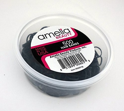 

Amelia Beauty Products, Inc. 500 Count Rubber Bands in Re-closable Container for Ponytails and Braids (Black) Rubber Band(Black)