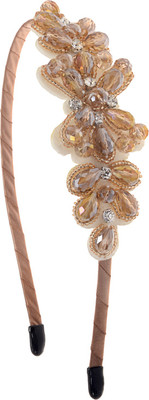 

The Ethnic Wears Metal Alloy, Silk Covered, Beeds, Crystal & CZ Stones, etc. Hair Band(Pink)