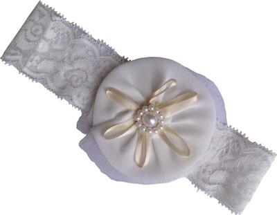 

AkinosKIDS Soft Satin net flower pearl Head Band(White)