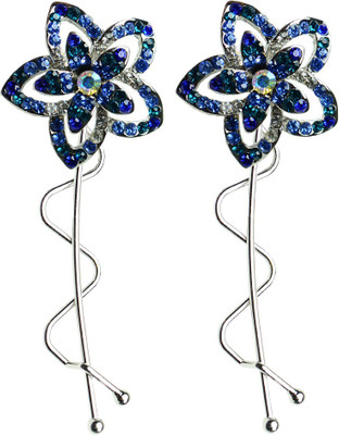 

Glitters Online Blue Colour American Diamond Hair Pin(Blue)