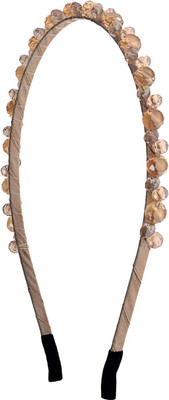 

The Ethnic Wears Metal Alloy, Silk Covered, Beeds, Crystal & CZ Stones, etc. Hair Band(Gold)