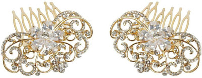 

Muchmore American Diamond Stone Added Floral Design Work Hair Accessory For Girls & Women Hair Clip(White)
