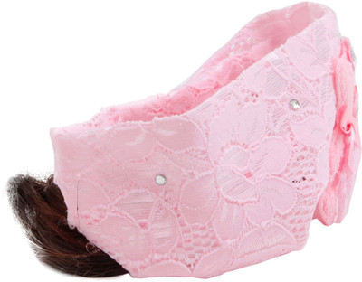 

NeedyBee Pretty Pink Baby Girls Knitted Broad with Curly Hair Head Band(Pink)