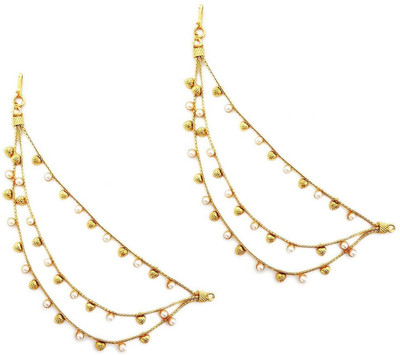 

Mehrunnisa Triple Layer Gold Tone Pearls Hair Chain(Gold)