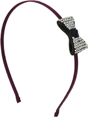 

Ammvi Creations CZ Embellished Bow Charm Sleek for Women Hair Band(Purple)