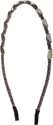 

The Ethnic Wears Metal Alloy, Silk Covered, Beeds, Crystal & CZ Stones, etc. Hair Band(Black)