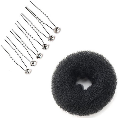 

Style Tweak Style Tweak Combo of Hair Donut Bun Maker and CZ Studded Hair Pins Hair Accessory Set(Black)