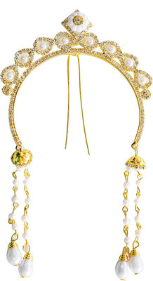 

Aashya Mayro Latest Fashion bridal Hair and Bun Tiara CZ diamond and pearls clip Hair Clip, Bun Clip(Multicolor)