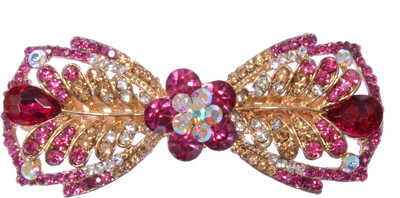 

Mansiyaorange party Wedding casual wear fancy Golden pin accessories Hair Clip(Pink)
