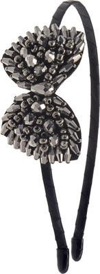 The Ethnic Wears Metal Alloy, Silk Covered, Beeds, Crystal & CZ Stones, etc. Hair Band(Black)