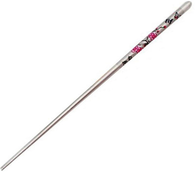 

SENECIO Pink Plum Flower Pattern Stainless Steel Juda Maker Floral Bun Stick, Hair Pin(Multicolor)