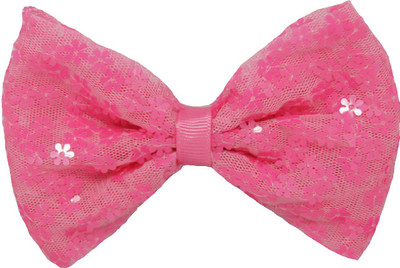

Angel Closet Bow with Glitter Flowers Hair Clip(Pink)