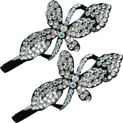 

Glitters Online Silver Colour American Diamond Hair Clip(Silver)
