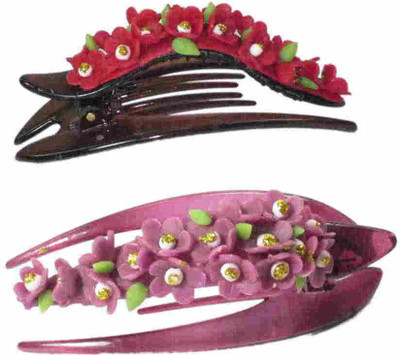

Advanc Hotline Porcelain clay work fancy hair claw (Combo of 2) Hair Clip(Multicolor)