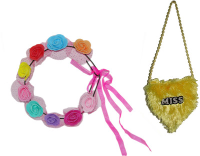 

GD Tiara with Kids Sling Bag Hair Accessory Set(Multicolor)