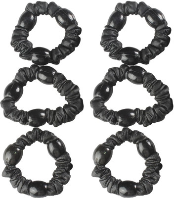 

AccessHer Plain Beaded Leather Rubber Band(Black)