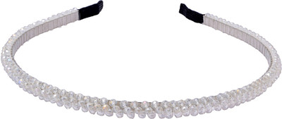 

The Ethnic Wears Metal Alloy, Silk Covered, Beeds, Crystal & CZ Stones, etc. Hair Band(White)