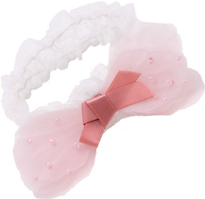 

AkinosKIDS Bowknot flower pearl soft elastic Head Band(Pink)