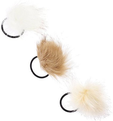 

Lux Accessories Lux Accessories White Tan Ivory Fuzzy Elastic Hair Tie Ponytail HolderSet 3PC Hair Accessory Set(Multicolor)