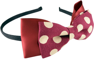 

Sarah Double Polka Dot and Silk Bow Hair Band(Red)